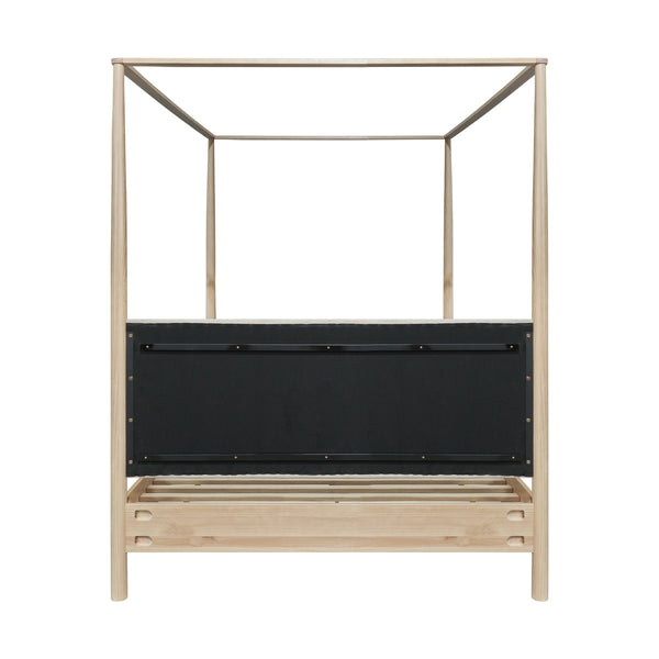 New Pacific Direct Bloomfield Queen Canopy Bed Set Natural Pine, Brown 100% Polyester, Solid Pine Wood 8000080-npd