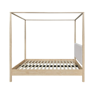 New Pacific Direct Bloomfield Queen Canopy Bed Set Natural Pine, Brown 100% Polyester, Solid Pine Wood 8000080-npd