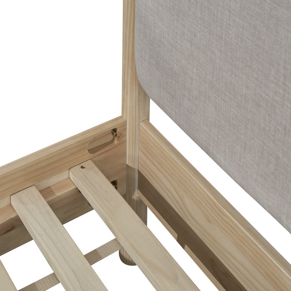 New Pacific Direct Bloomfield Queen Canopy Bed Set Natural Pine, Brown 100% Polyester, Solid Pine Wood 8000080-npd