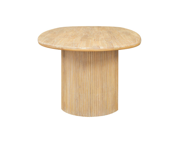 New Pacific Direct Aniston 92.5" Oval Dining Table Natural Whitewash, Natural , Solid Mindi Wood 8000081-npd