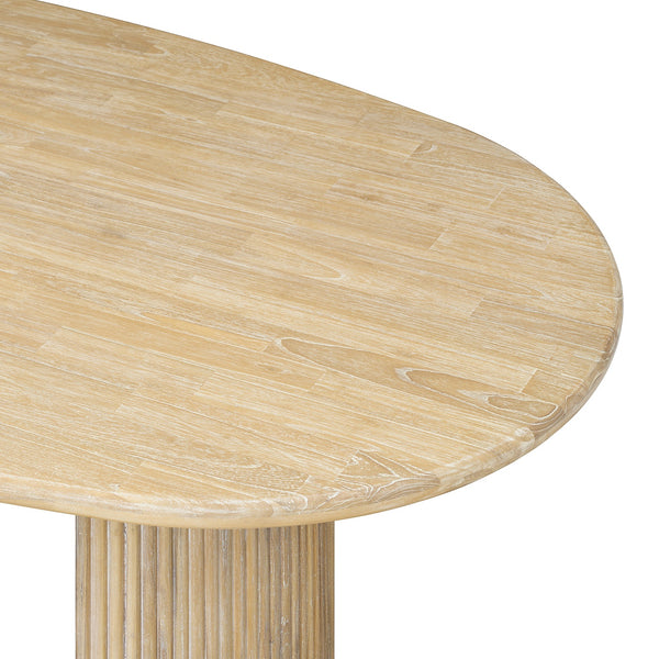 New Pacific Direct Aniston 92.5" Oval Dining Table Natural Whitewash, Natural , Solid Mindi Wood 8000081-npd