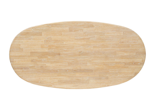 New Pacific Direct Aniston 92.5" Oval Dining Table Natural Whitewash, Natural , Solid Mindi Wood 8000081-npd