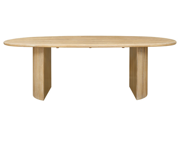 New Pacific Direct Aniston 92.5" Oval Dining Table Natural Whitewash, Natural , Solid Mindi Wood 8000081-npd