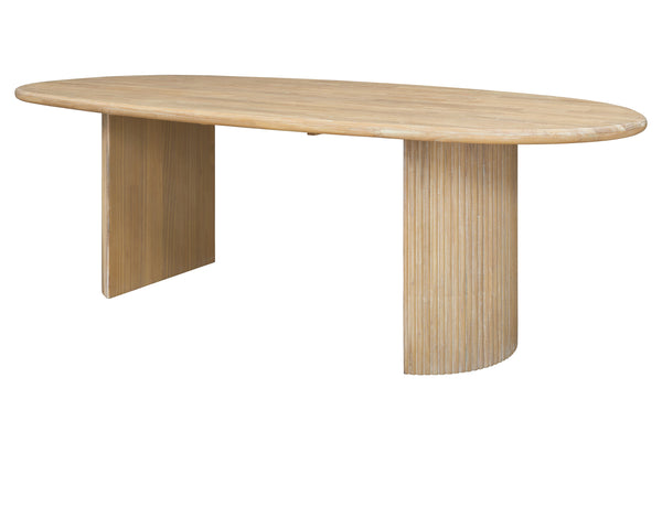 New Pacific Direct Aniston 92.5" Oval Dining Table Natural Whitewash, Natural , Solid Mindi Wood 8000081-npd