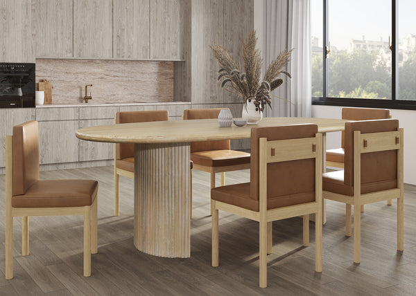 New Pacific Direct Aniston 92.5" Oval Dining Table Natural Whitewash, Natural , Solid Mindi Wood 8000081-npd