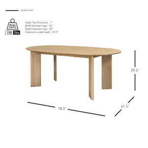 New Pacific Direct Drego 78.5" Oval Dining Table Natural Whitewash, Natural , Solid Mindi Wood 8000084-npd