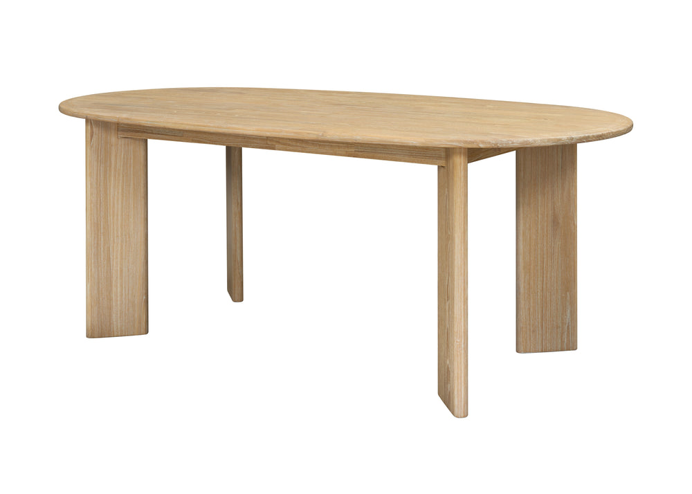New Pacific Direct Drego 78.5" Oval Dining Table Natural Whitewash, Natural , Solid Mindi Wood 8000084-npd