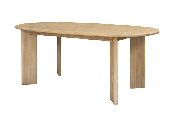 New Pacific Direct Drego 78.5" Oval Dining Table Natural Whitewash, Natural , Solid Mindi Wood 8000084-npd