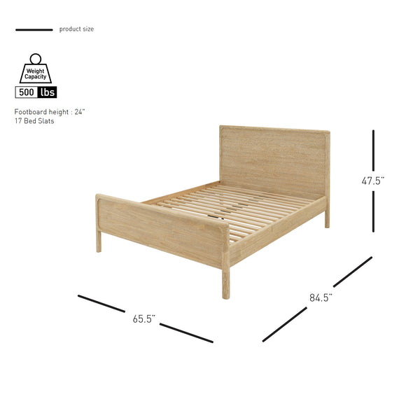 New Pacific Direct Hansville Queen Bed Set Natural Whitewash, Natural , Solid Mindi Wood 8000085-npd