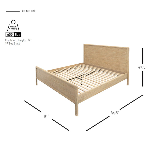 New Pacific Direct Hansville King Bed Set Natural Whitewash, Natural , Solid Mindi Wood 8000086-npd