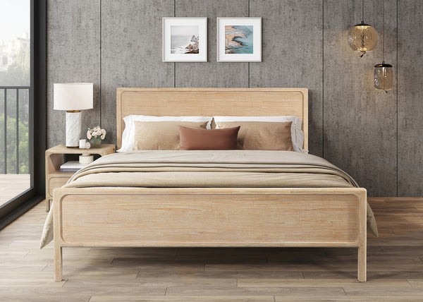 New Pacific Direct Hansville King Bed Set Natural Whitewash, Natural , Solid Mindi Wood 8000086-npd