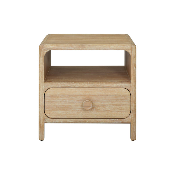 New Pacific Direct Hansville Nightstand/Side Table Natural Whitewash, Natural , Solid Mindi Wood 8000087-npd