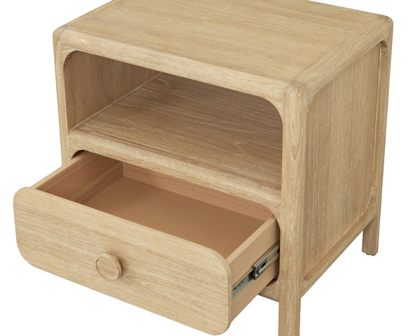 New Pacific Direct Hansville Nightstand/Side Table Natural Whitewash, Natural , Solid Mindi Wood 8000087-npd