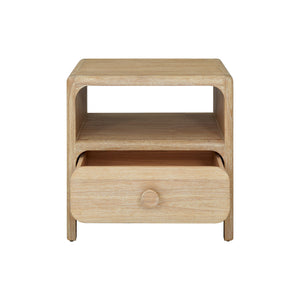 New Pacific Direct Hansville Nightstand/Side Table Natural Whitewash, Natural , Solid Mindi Wood 8000087-npd