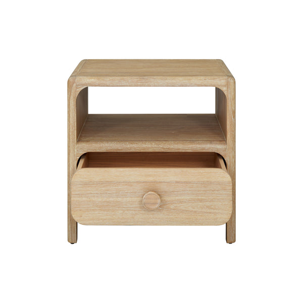 New Pacific Direct Hansville Nightstand/Side Table Natural Whitewash, Natural , Solid Mindi Wood 8000087-npd