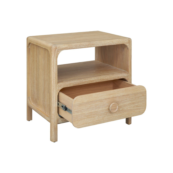 New Pacific Direct Hansville Nightstand/Side Table Natural Whitewash, Natural , Solid Mindi Wood 8000087-npd