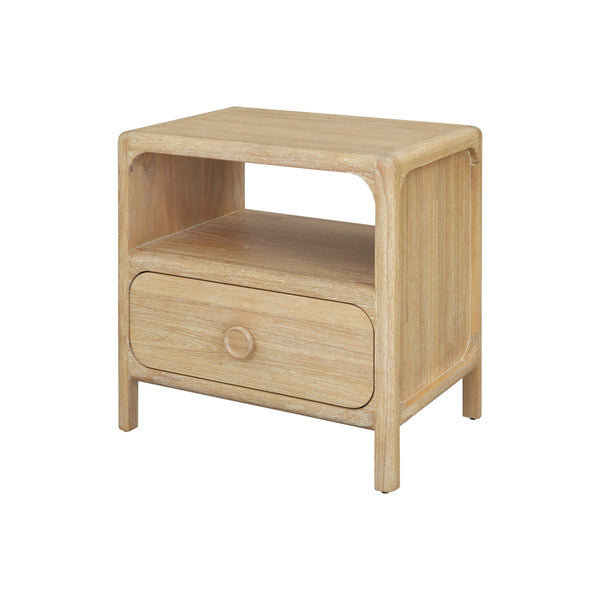 New Pacific Direct Hansville Nightstand/Side Table Natural Whitewash, Natural , Solid Mindi Wood 8000087-npd
