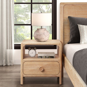 New Pacific Direct Hansville Nightstand/Side Table Natural Whitewash, Natural , Solid Mindi Wood 8000087-npd