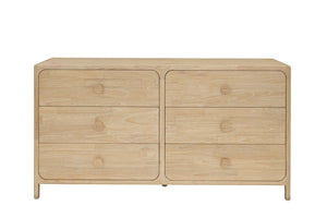 New Pacific Direct Hansville Dresser 6 Drawers Natural Whitewash, Natural , Solid Mindi Wood 8000088-npd