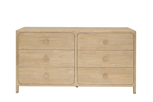 New Pacific Direct Hansville Dresser 6 Drawers Natural Whitewash, Natural , Solid Mindi Wood 8000088-npd