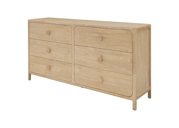 New Pacific Direct Hansville Dresser 6 Drawers Natural Whitewash, Natural , Solid Mindi Wood 8000088-npd