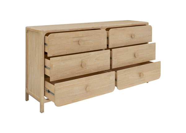 New Pacific Direct Hansville Dresser 6 Drawers Natural Whitewash, Natural , Solid Mindi Wood 8000088-npd