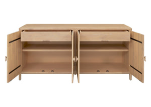 New Pacific Direct Hansville Sideboard  4 Doors W/ 2 Inner Drawers Natural Whitewash, Natural , Solid Mindi Wood 8000089-npd