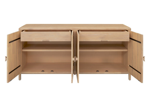 New Pacific Direct Hansville Sideboard  4 Doors W/ 2 Inner Drawers Natural Whitewash, Natural , Solid Mindi Wood 8000089-npd