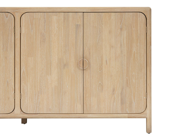 New Pacific Direct Hansville Sideboard  4 Doors W/ 2 Inner Drawers Natural Whitewash, Natural , Solid Mindi Wood 8000089-npd