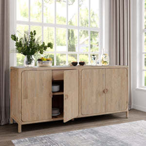 New Pacific Direct Hansville Sideboard  4 Doors W/ 2 Inner Drawers Natural Whitewash, Natural , Solid Mindi Wood 8000089-npd