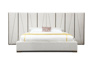 Modrest Nixa - Modern Beige Velvet + Brushed Bronze Bed-eastern