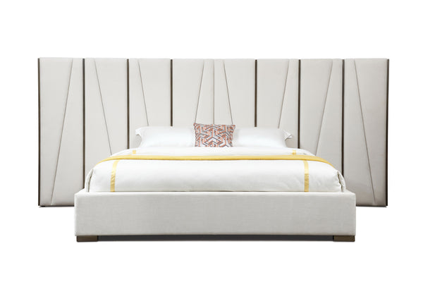 VIG Furniture Modrest Nixa - Modern Beige Velvet + Brushed Bronze Bed VGVC-BD1909-BED-BGE