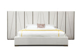 VIG Furniture Modrest Nixa - Modern Beige Velvet + Brushed Bronze Bed + Birch Nightstands VGVC-BD1909-BED-NS-BGE