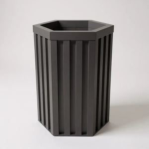 English Elm Hexagon Column Outdoor Planter Aluminum Wood Tone Finish Architectural Patio Accent B2755P499645