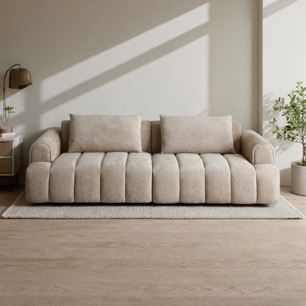English Elm Modern Chenille Velvet Sectional Sofa Tufted Arc Design for Living Room Apartment W2664S00003