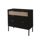 New Pacific Direct Caine Rattan Chest 3 Drawers Black 39.5 x 17.5 x 37