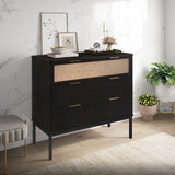 New Pacific Direct Caine Rattan Chest 3 Drawers Black 39.5 x 17.5 x 37