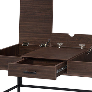 English Elm Oak Modern 1-Drawer Writing Desk with USB Port, Oak & Black Finish, Smooth Metal Glides, 42" Wide B062P209217