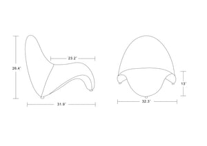 English Elm MoMa Wool Blend Accent Chair in Purple — Modern Abstract Tongue Design, Metal Frame, Plush Foam Comfort B365P398002