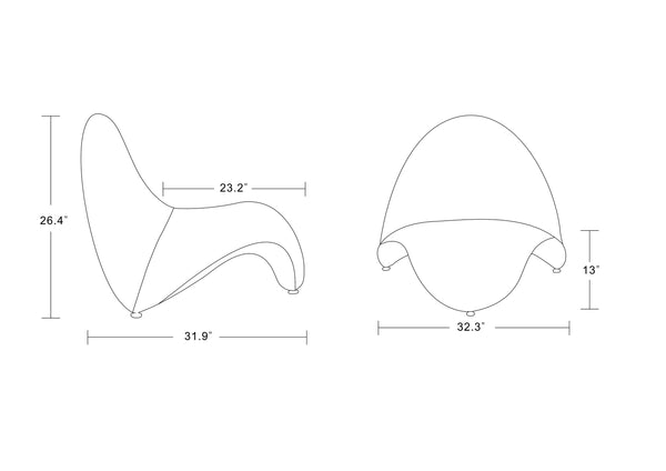 English Elm MoMa Wool Blend Accent Chair in Purple — Modern Abstract Tongue Design, Metal Frame, Plush Foam Comfort B365P398002