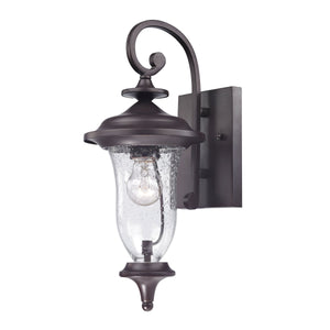 Thomas Lighting Trinity Lantern Style Outdoor Wall Sconce with Seeded Glass and Bronze Metalwork 8001EW/75