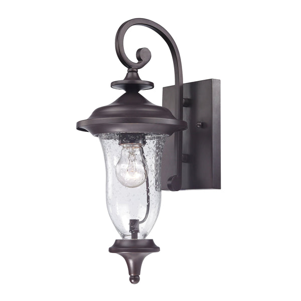 Thomas Lighting Trinity Lantern Style Outdoor Wall Sconce with Seeded Glass and Bronze Metalwork 8001EW/75