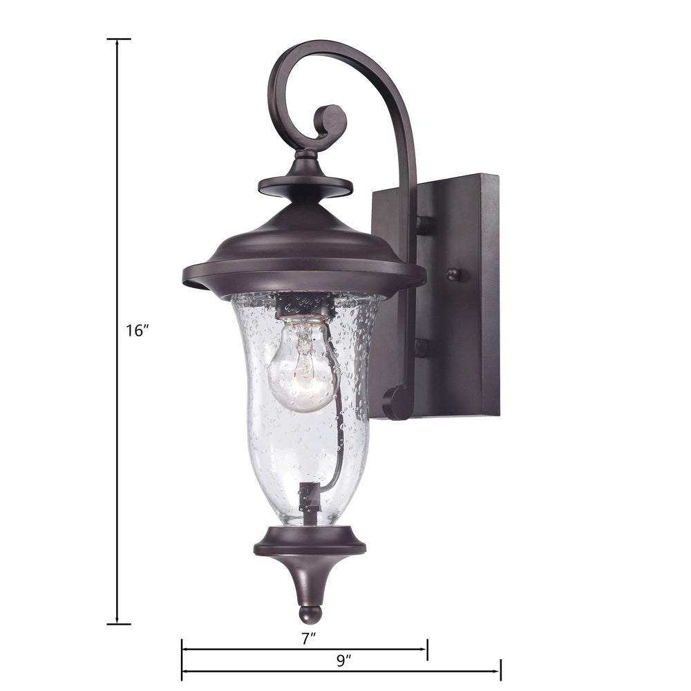 Thomas Lighting Trinity Lantern Style Outdoor Wall Sconce with Seeded Glass and Bronze Metalwork 8001EW/75