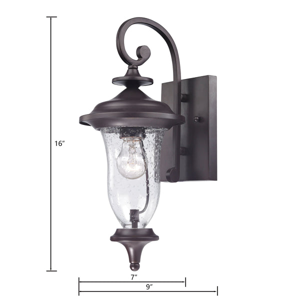 Thomas Lighting Trinity Lantern Style Outdoor Wall Sconce with Seeded Glass and Bronze Metalwork 8001EW/75