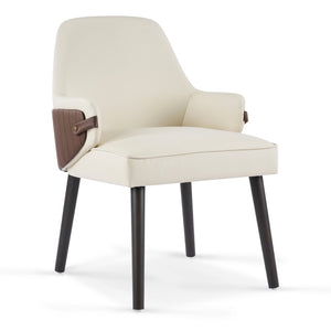English Elm Indoor Two-tone Fabric Armchair Set Curved Back Ergonomic Dining Accent Seating Beige,Brown N779P370716L