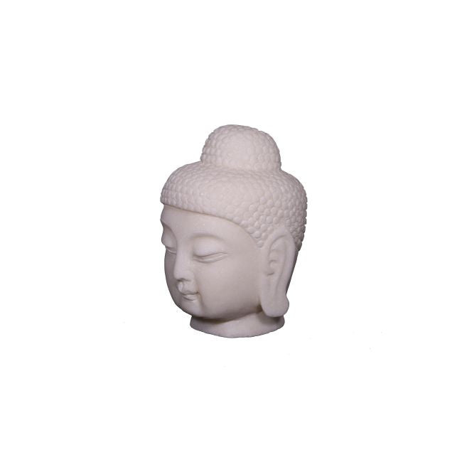 Lilys 9.5"H White Marble Buddha Head Statue 8002S