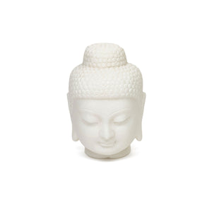 Lilys 12“H Handmade White Marble Buddha Head Statue 8002