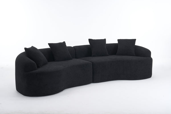 English Elm Compression Compression Sponge Sofa Curved Modular Sectional with 30D High-Density Chenille Sleeper for Cozy Apartment Living Room Comfort and Safe Rounded Design Black W2231S00041