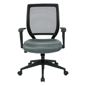 OSP Home Furnishings Screen Back Ergonomic Task Chair with Mesh Seat Lumbar Support and T Arms for Office Grey EM51022N-2M