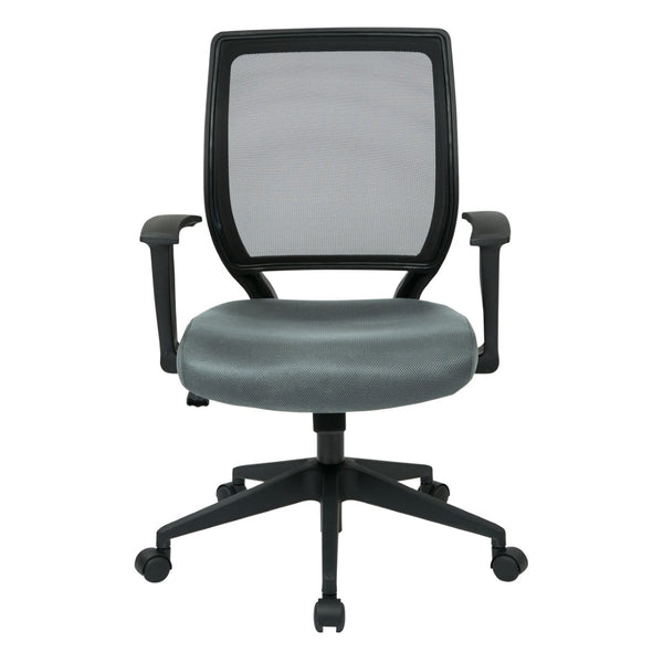 OSP Home Furnishings Screen Back Ergonomic Task Chair with Mesh Seat Lumbar Support and T Arms for Office Grey EM51022N-2M